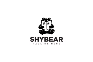 Fotobehang shy bear modern logo design for animal lover © risaldi