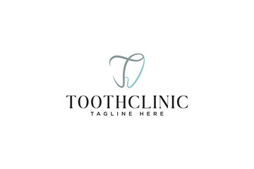 letter T tooth modern logo design for dental clinic
