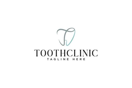 letter T tooth modern logo design for dental clinic