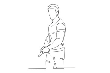 A man preparing for war. War one-line drawing