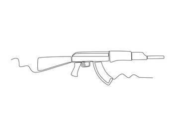 A gun for battle. War one-line drawing