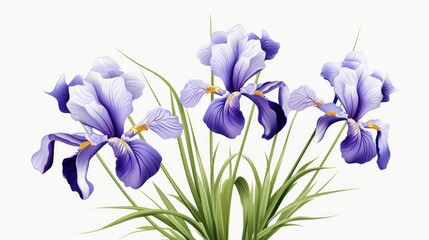 A bunch of purple flowers in a vase. Purple iris flowers.