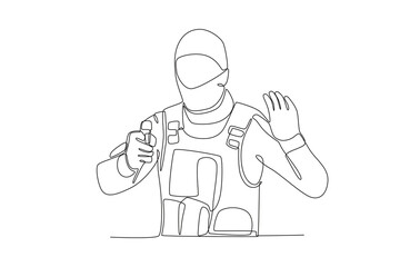 A soldier against the enemy. War one-line drawing