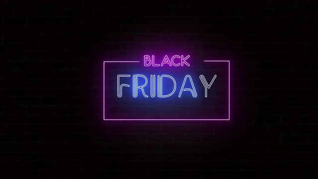 Black Friday sale neon light banner background for promo video
