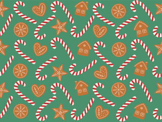 Pattern ginger snaps and candy cane