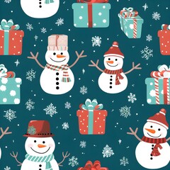Snowman in Christmas pattern