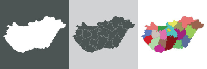 Fototapeta na wymiar Hungary map. Map of Hungary in set