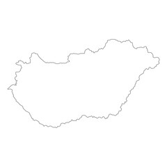 Hungary map. Map of Hungary in white color