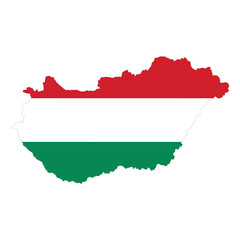 Map of Hungary with Hungarian national flag