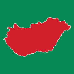 Map of Hungary with red and green background 