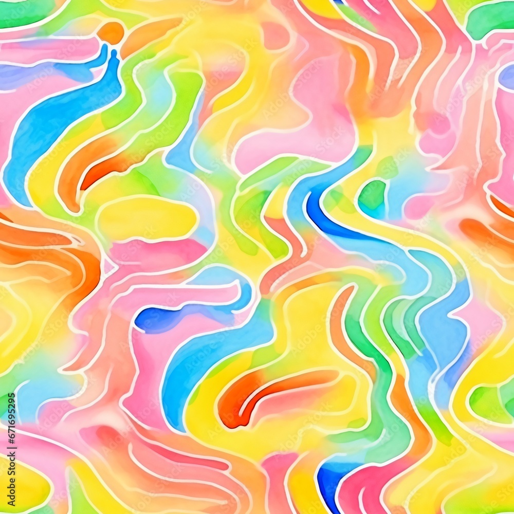 Poster colorful abstract swirl seamless pattern. summer vibes and joy concept. design for wallpaper, backgr