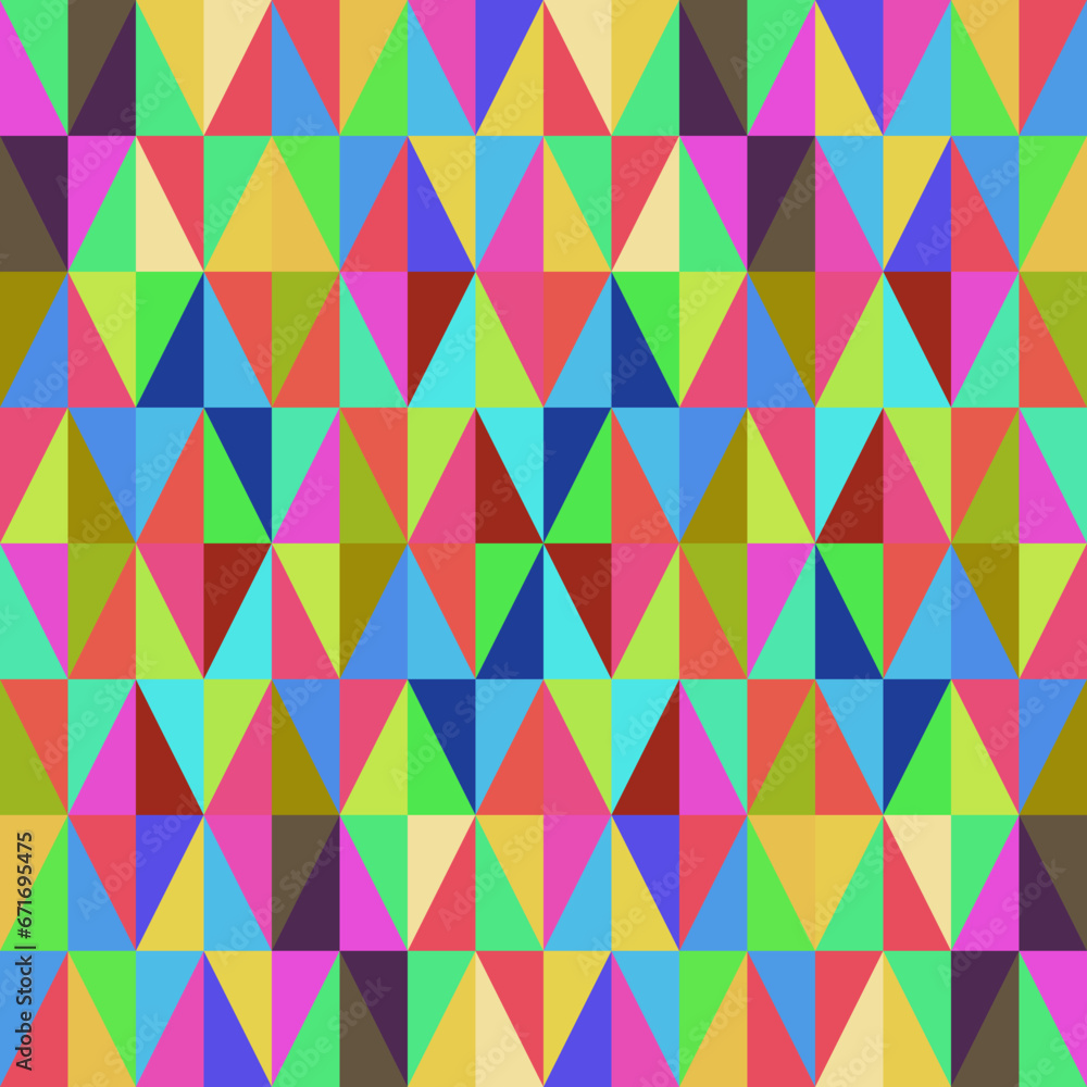 Poster seamless pattern with colorful triangles. vector background for your design