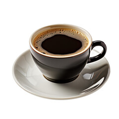 a cup of hot black coffee, isolated
