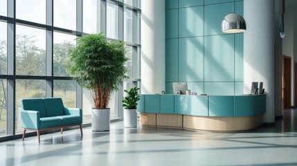 waiting area for patients with doctor appointments in modern healthcare clinic in private practice hopital.