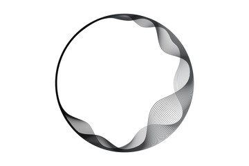 Abstract circle round frame by lines wavy flowing black gradient isolated on transparent background. Vector in concept modern, technology, science, music.  - 671696240