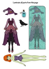 Paper doll witch Halloween 