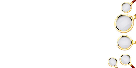 Magnifying glass. Magnifying glass with gold-plated handle. On a white background.