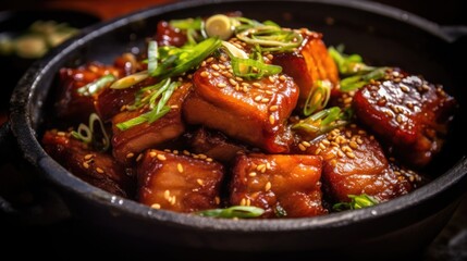 The delicious Braised pork belly made by a five-star chef