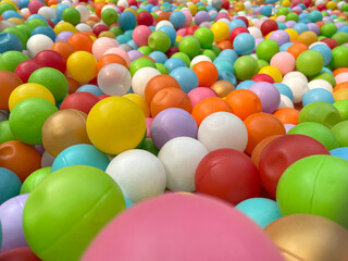 small colorful balls in a box, holidays, children's parties, game rooms