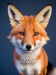 Fototapeta premium a fox a suit looking at the camera, animal photography, art photography, blue backgr