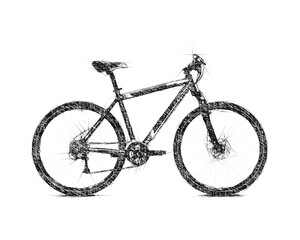 Hand drawn realistic sketch bicycle isolated background transparant