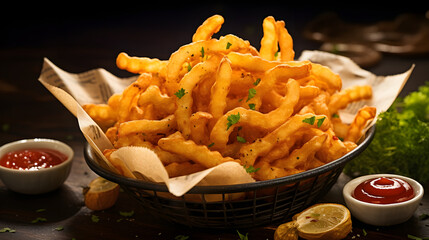 Beautiful tasty french fries illustration