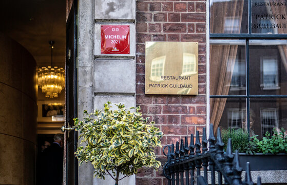 Restaurant Patrick Guilbaud in Upper Merrion Street,Dublin, Ireland,  a fine dining  restaurant it currently holds two Michelin stars and is located in The Merrion  Hotel.