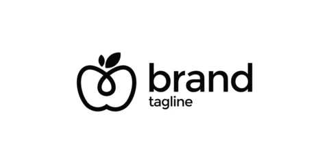 Fotobehang apple fruit and two leaves eco logo design for business © Ilham Fathony