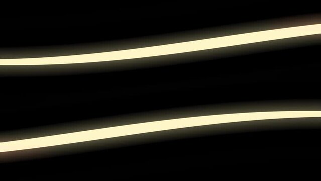 Animated golden line glowing isolated on black background for motion graphics overlay design. High quality 4k footage