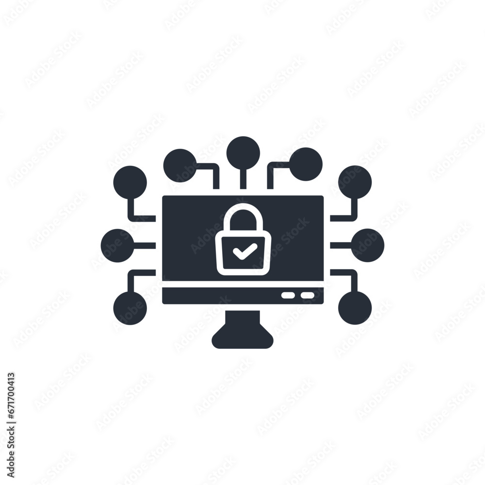 Poster cyber security icon. vector.editable stroke.linear style sign for use web design,logo.symbol illustr