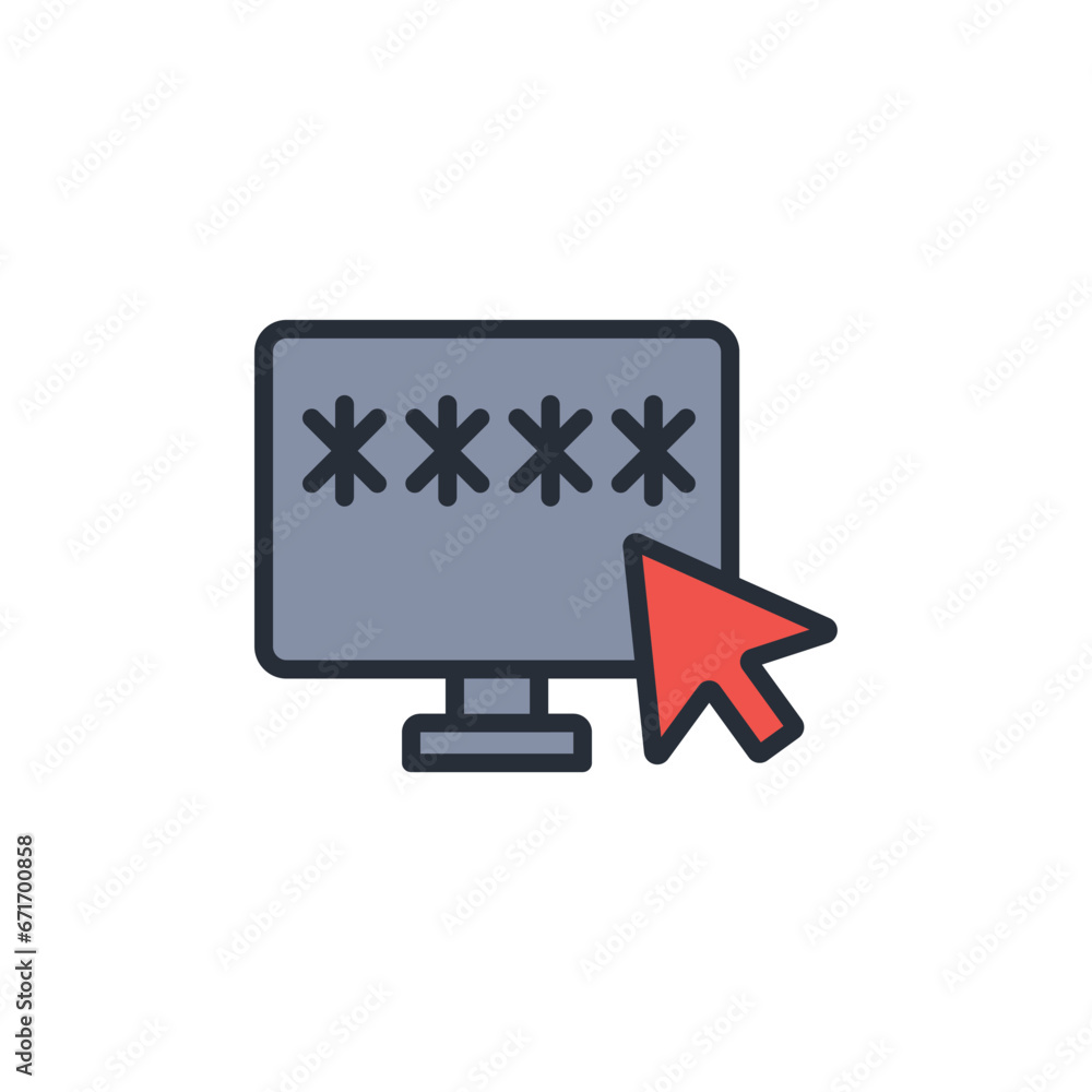 Poster password icon. vector.editable stroke.linear style sign for use web design,logo.symbol illustration.
