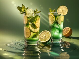 cocktail with lime and mint