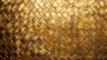 Texture of a golden wicker, ancient flat gold wicker basket weave texture, natural colors of shiny gold luxury texture. Background for banner, card, web, business - obrazy, fototapety, plakaty
