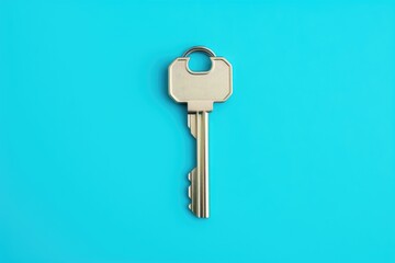 a key, isolated on blue background. AI Generated
