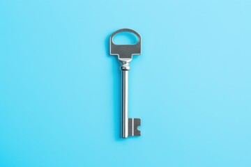 a key, isolated on blue background. AI Generated