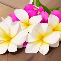 Obraz premium frangipani flower on wooden background