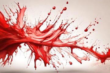 Red and  splash over white background