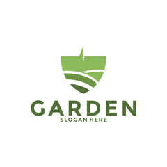 Gardener logo design inspiration vector, Lawn care, farmer, lawn service logo vector icon template