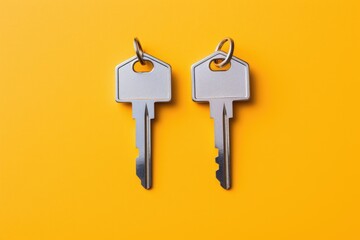 a key, isolated on yellow background. AI Generated