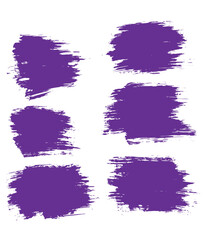 Hand drawn vector purple color isolated brush stroke collection