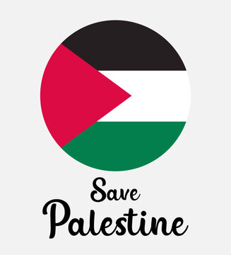 Save Palestine. Vector round Palestinian flag. Isolated on white background