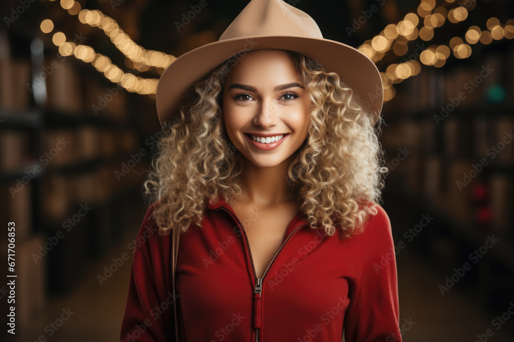 Sticker portrait of a woman in cowboy hat