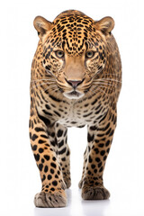 Leopard close-up isolated on white