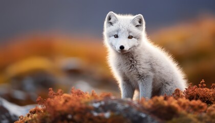 Photo of a Majestic Arctic Fox in a Picturesque Green Landscape