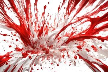 Red and white splash over white background.