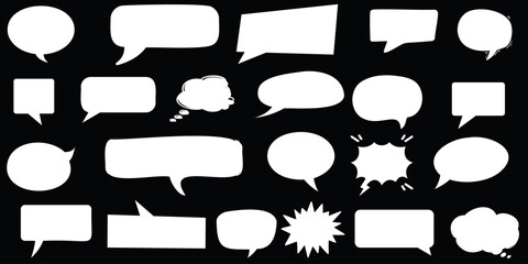 Obraz premium speech bubble collection Vector illustration, black and white, various shapes and sizes, isolated on background. Perfect for communication, dialogue, chat, message, cartoon design