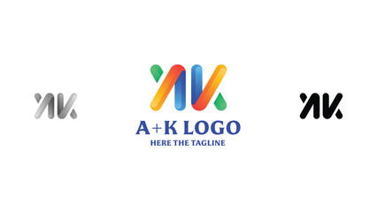 A and K modern logo. Monogram letter colorful design. Brand identity template vector illustration