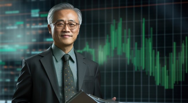 Asian Man Financial Advisor Employment Lifestyle Setting Generative AI