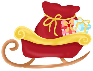 Christmas santa sleigh cartoon clipart