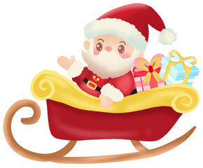 Christmas santa sleigh cartoon clipart